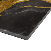 黒い大理石のパターン(金ゴールド) カッティングボード (角)
