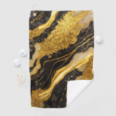 黒い大理石のパターン(金ゴールド) ゴルフタオル (インサイチュ)