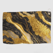 黒い大理石のパターン(金ゴールド) ゴルフタオル (横)