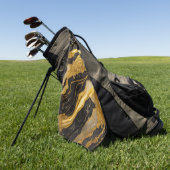 黒い大理石のパターン(金ゴールド) ゴルフタオル (グリーン)