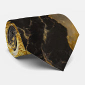 黒い大理石のパターン(金ゴールド) ネクタイ (ロール)