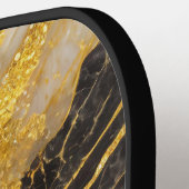 黒い大理石のパターン(金ゴールド) ピックルボールラケット (左詳細)