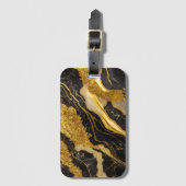 黒い大理石のパターン(金ゴールド) ラゲッジタグ (正面縦)