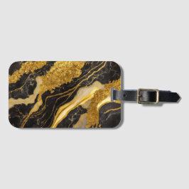 黒い大理石のパターン(金ゴールド) ラゲッジタグ
