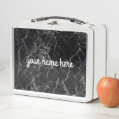 黒い大理石のパーソナライズなお弁当箱 メタルランチボックス (インサイチュ)
