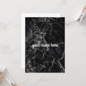 黒い大理石のパーソナライズなNotecard カード (正面/裏面インサイチュ)