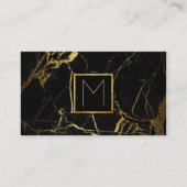 黒い大理石のモノグラム金ゴールド 名刺 (正面)