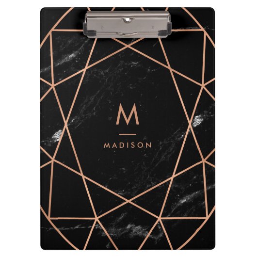 黒い大理石の一見のモダンな幾何学的 クリップボード (正面)