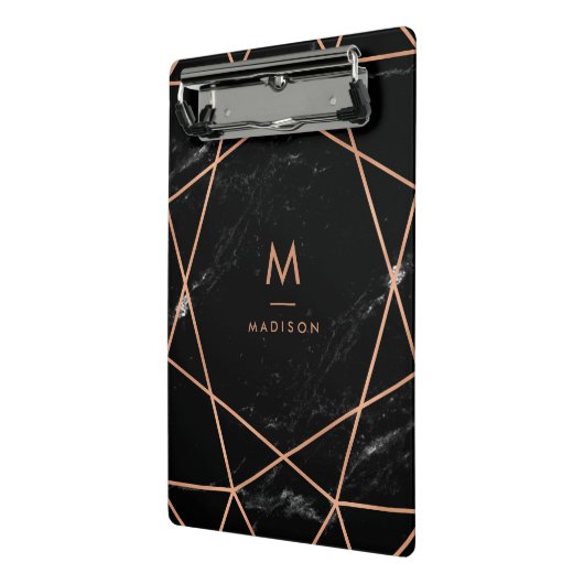 黒い大理石の一見のモダンな幾何学的 ミニクリップボード (アングル2)