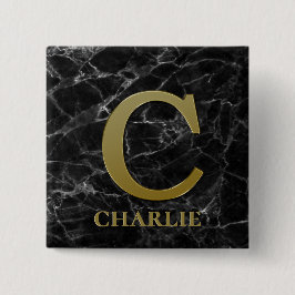 黒い大理石の上の文字Cモノグラム 缶バッジ