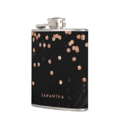 黒い大理石の外観とフェイクバラ金ゴールド紙吹雪 フラスク (左)