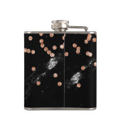 黒い大理石の外観とフェイクバラ金ゴールド紙吹雪 フラスク (裏面)
