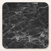 黒い大理石の外観 スクエアペーパーコースター (正面)