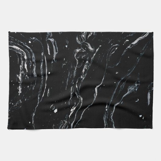 黒い大理石の宇宙 キッチンタオル (横)