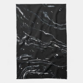 黒い大理石の宇宙 キッチンタオル (縦)
