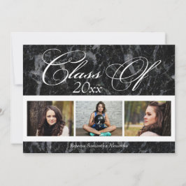 黒い大理石の渦巻き旋回3-Photo卒業発表 招待状