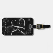 黒い大理石の灰色のモノグラムのなイニシャル ラゲッジタグ (正面横)