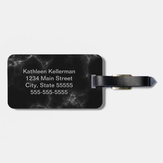 黒い大理石の灰色のモノグラムのなイニシャル ラゲッジタグ (裏面横)