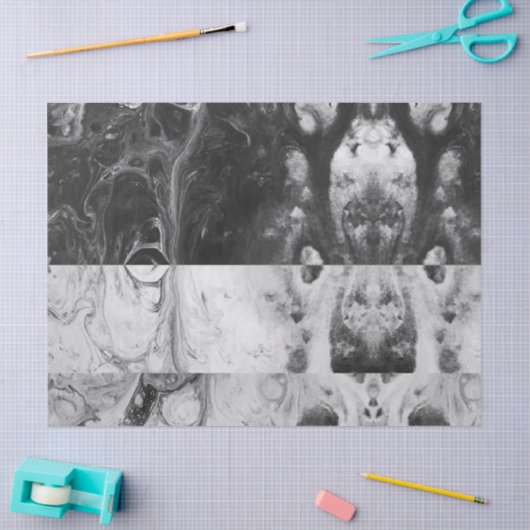 黒い大理石の白のストライプのアクリルの液体は注ぎます 薄葉紙 (クラフト)