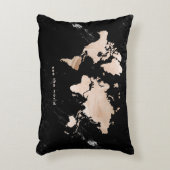 黒い大理石の軽い金ゴールドの世界地図 アクセントクッション (正面(垂直))