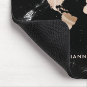 黒い大理石の軽い金ゴールドの世界地図 マウスパッド (コーナー)