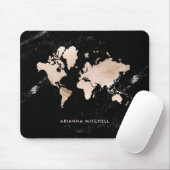 黒い大理石の軽い金ゴールドの世界地図 マウスパッド (マウス)