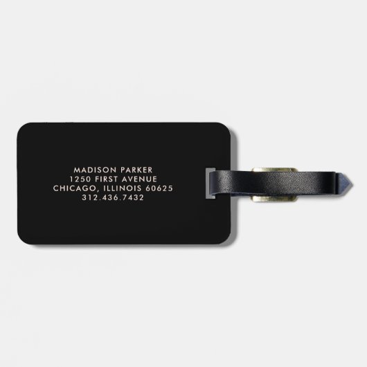 黒い大理石の軽い金ゴールドの世界地図 ラゲッジタグ (裏面横)