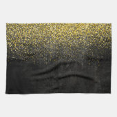 黒い大理石の金ゴールドのグリッター キッチンタオル (横)