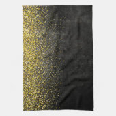 黒い大理石の金ゴールドのグリッター キッチンタオル (縦)