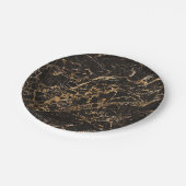 黒い大理石の金ゴールドの静脈の紙皿 ペーパープレート (アングル)
