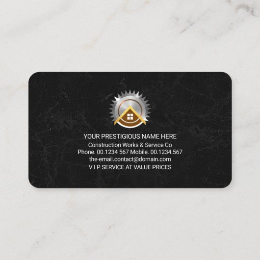 黒い大理石の金ゴールド手作りツール 名刺 (裏面)