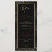 黒い大理石の金ゴールド縁どの結婚メニューカード メニュー (正面)