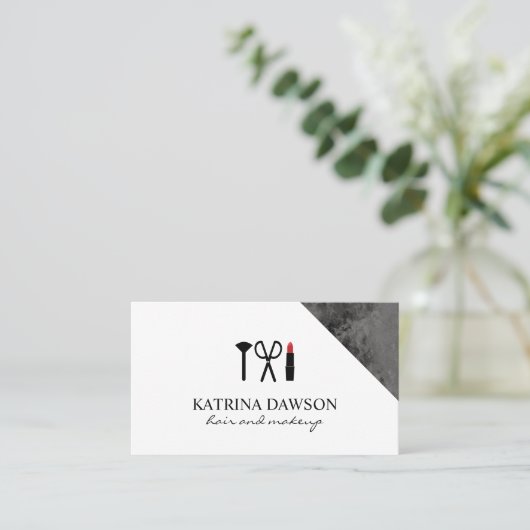 黒い大理石アクセント 名刺 (スタンド正面)