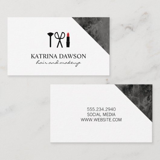 黒い大理石アクセント 名刺 (正面/裏面)