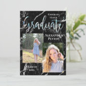 黒い大理石アワビのスクリプト写真卒業 招待状 (スタンド正面)