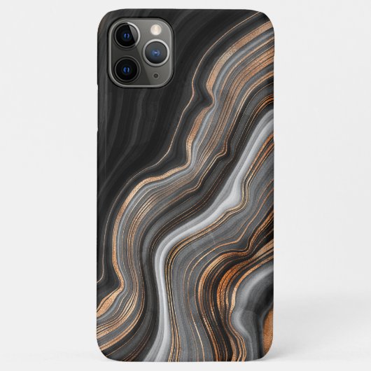 黒い大理石テクスチャ上の銅と金ゴールドの静脈 Case-Mate iPhoneケース (裏面)