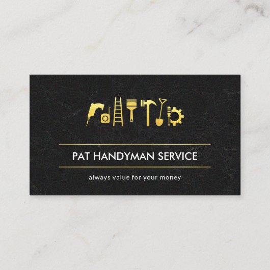 黒い大理石テクスチャ金ゴールド手書きツールの線 名刺 (正面)