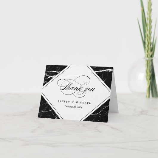黒い大理石モダンのテクスチャありがとう サンキューカード (正面)