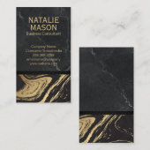 黒い大理石背景 |大理石金ゴールド 名刺 (正面/裏面)