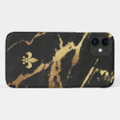 黒い大理石調に百合の紋章 Case-Mate iPhoneケース (裏面(横))