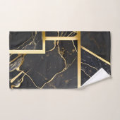 黒い大理石金ゴールド静脈とストリップバスタオル バスタオルセット (ハンドタオル)