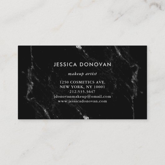 黒い大理石|の化粧の銀製の原稿 名刺 (裏面)