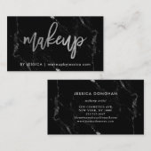 黒い大理石|の化粧の銀製の原稿 名刺 (正面/裏面)