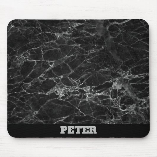 黒い大理石（名前あり） マウスパッド (正面)