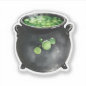 黒い大鍋 緑の泡 シール (正面)