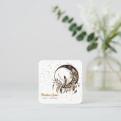 黒い天月に金ゴールドの羽 スクエア名刺 (スタンド正面)