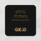 黒い天月に金ゴールドの羽 スクエア名刺 (裏面)