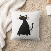 黒い太った猫 クッション (ブランケット)