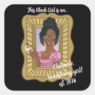 黒い女の子が頑固な頑固なシールを愛する スクエアシール