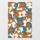 黒い女の子と白い女の子とのシームレスなパターン ウィンドウサイン (シート)